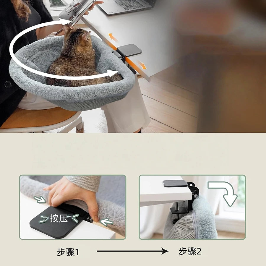 Cama Plegable para Gato con Sujeción a Escritorio