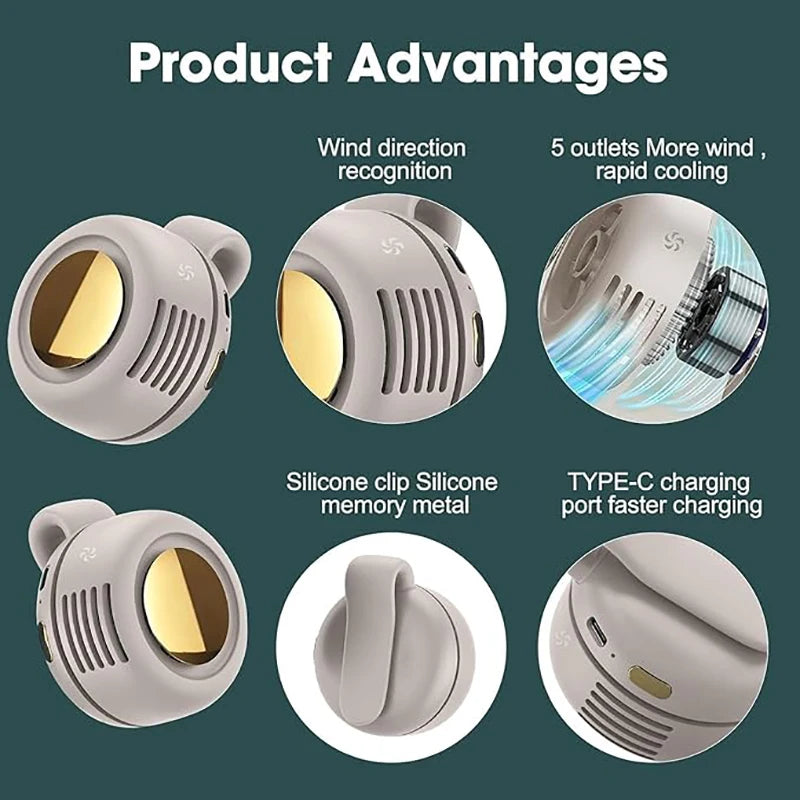 Mini Ventilador Clip Portátil Sin Aspas