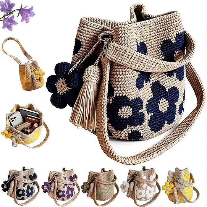 Bolsa Tejida a Crochet con Flores