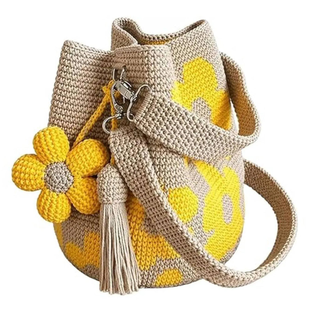 Bolsa Tejida a Crochet con Flores