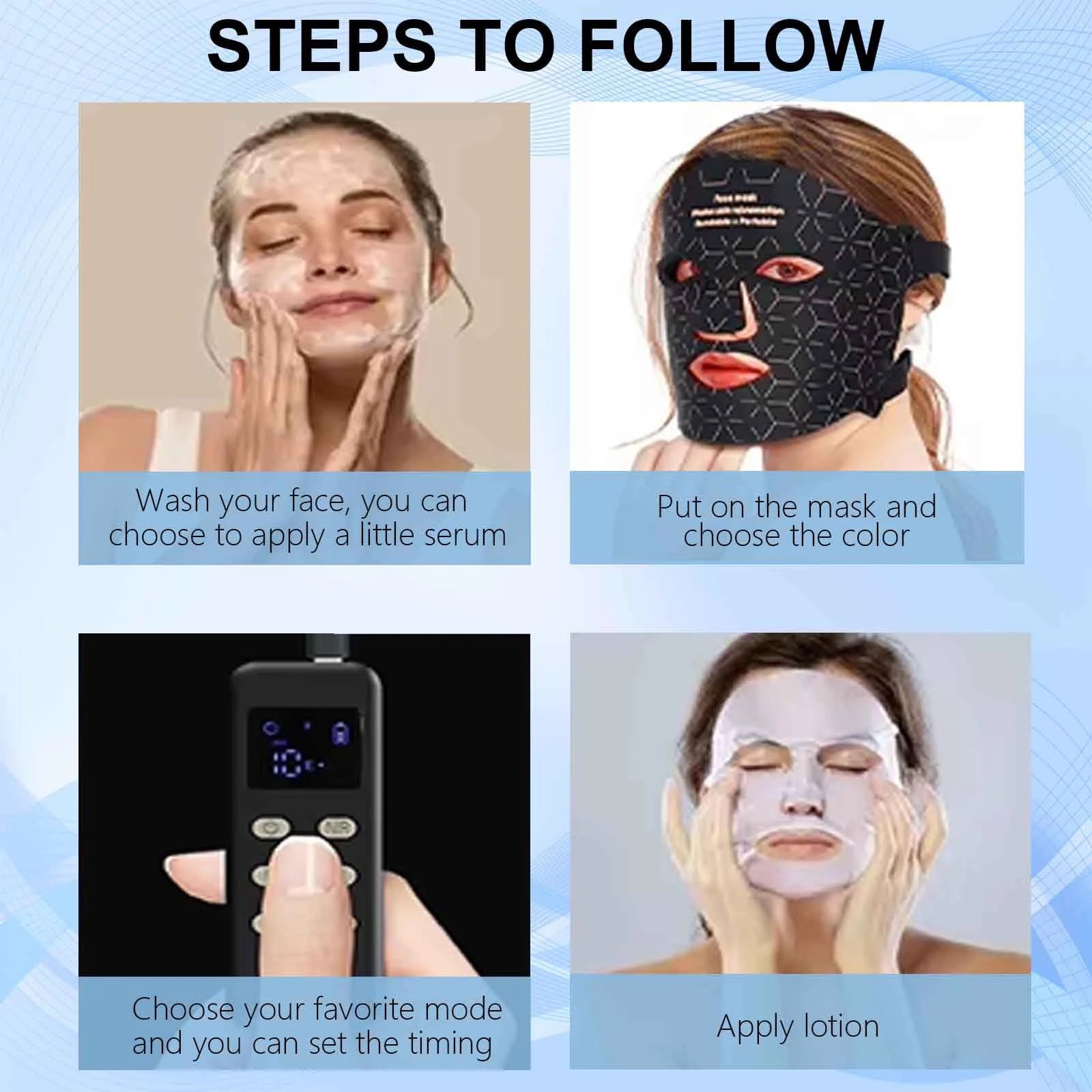 Mascarilla Facial LED Terapia de Luz Roja